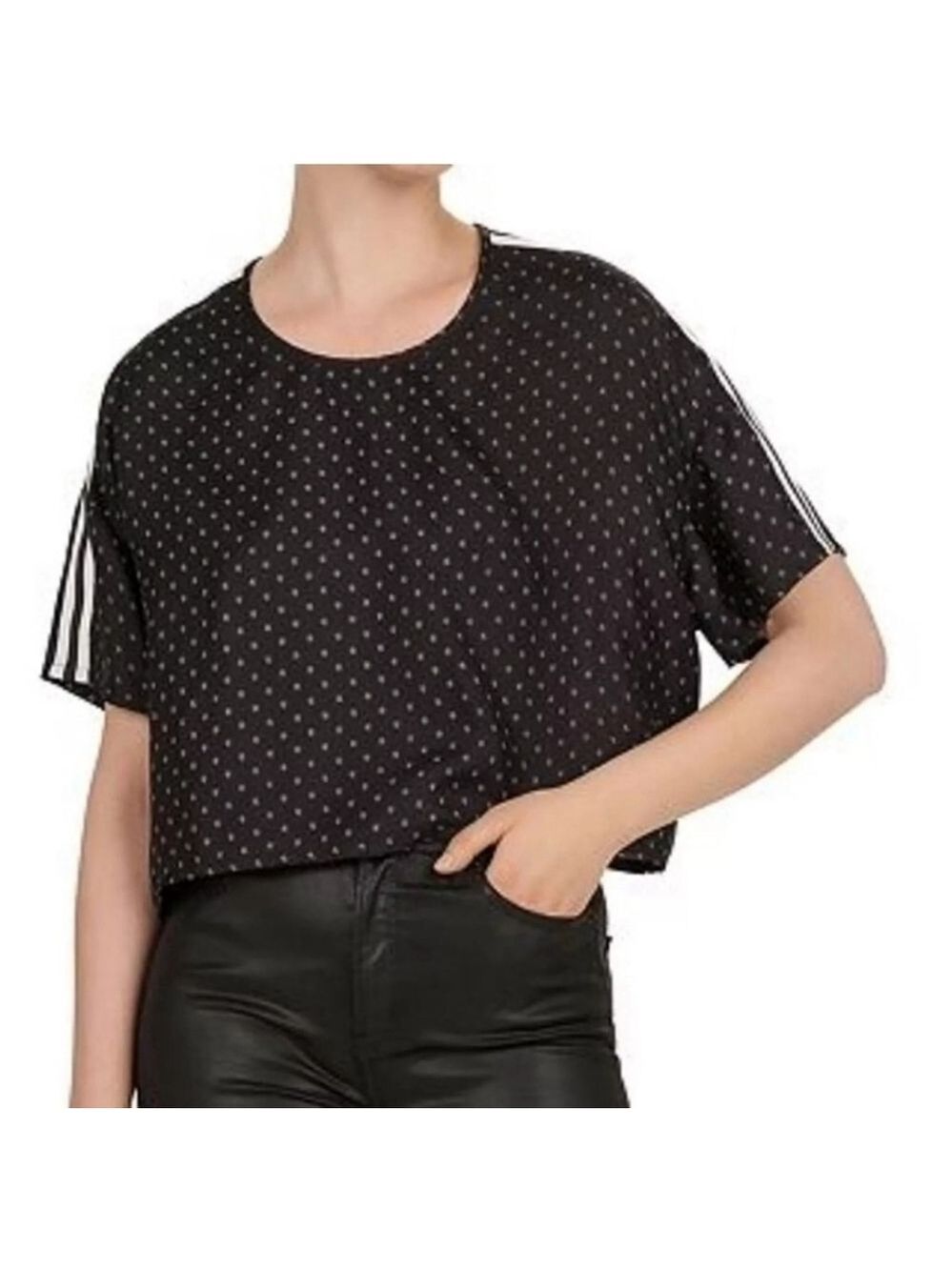 The Kooples Sport Striped Micro Floral Print Cropped Silk